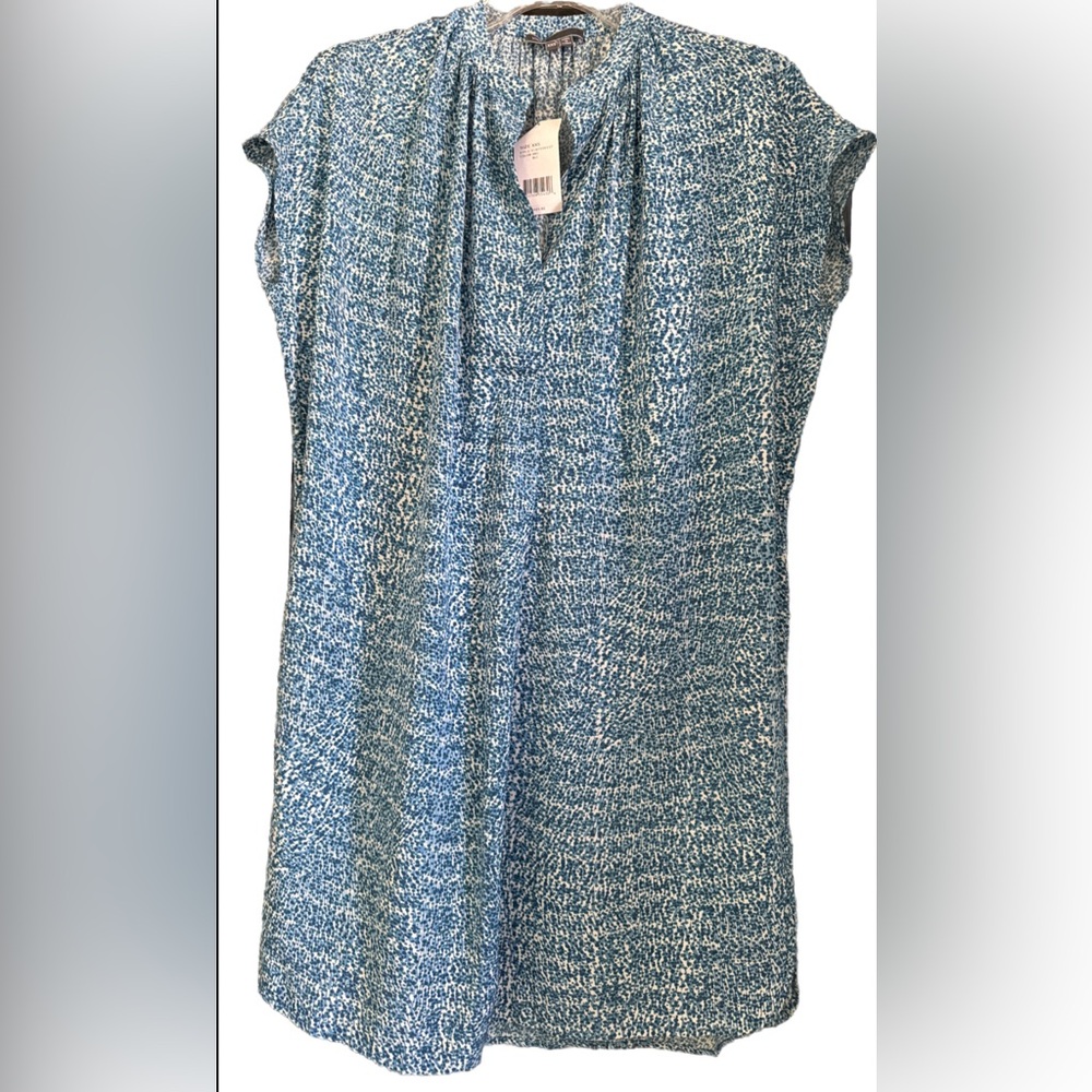 $425 NWT Vince 100% Silk Dress Sz XXS Blue Floral  Perfect  Dress W Pocket